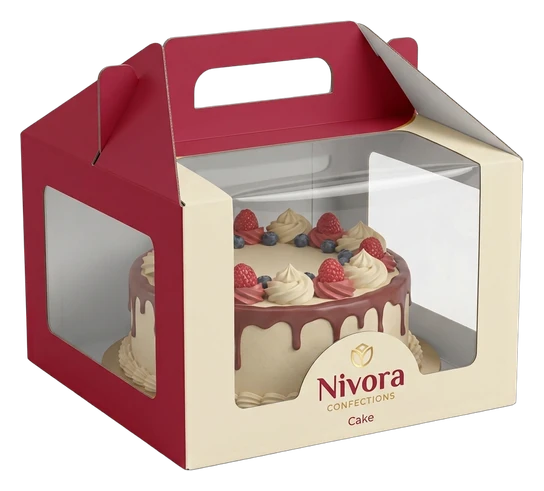 4 Cake Box with Integrated Handle