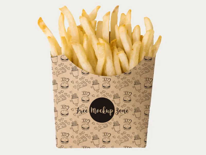 Brown French fries take away boxes with your own print