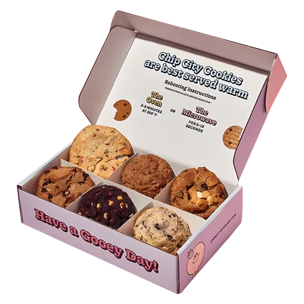 (E-Flute Corrugated, Poly-Coated Interior) Sturdy and protective boxes ensuring freshness for subscription cookie boxes, specialty bread products, and online bakery deliveries.
