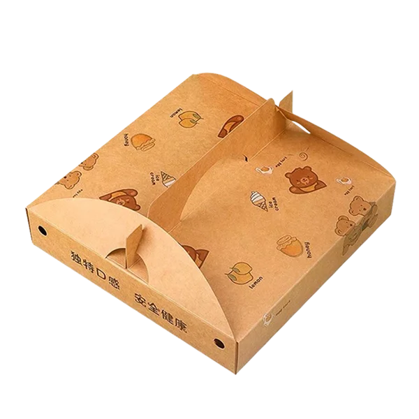 (Kraft or SBS Paperboard, Poly-Coated Interior) Secure, convenient, moisture-resistant carry-out packaging ideal for restaurants, fast-food chains, and bakeries.