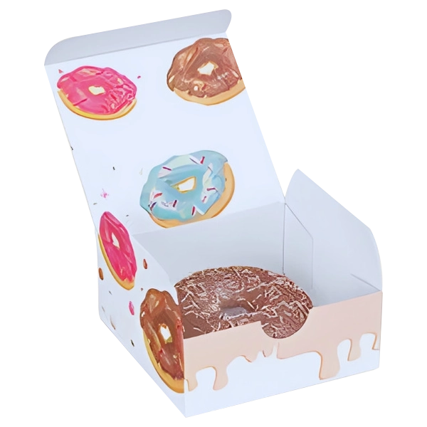 (Food-Grade Kraft or SBS Board) Quick assembly and grease-resistant boxes specifically designed for donuts, muffins, and similar bakery items.